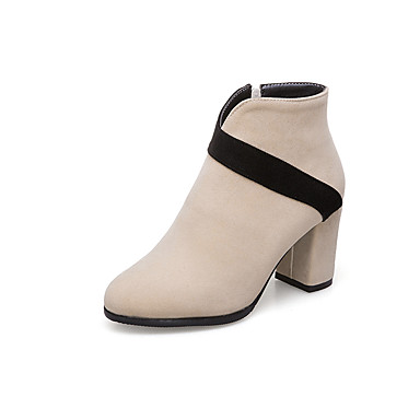 Women's Shoes Faux Leather Fall & Winter Fashion Boots Boots Chunky Heel Round Toe Booties / Ankle Boots Black / Beige Women's Shoes Faux Leather Fall & Winter Fashion Boots Boots Chunky Heel Round Toe Booties / Ankle Boots Black / Beige