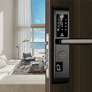 baratos Segurança-fechadura de combinação de bloqueio inteligente fechadura de impressão digital digital deadbolt cartão de bloqueio eletrônico senha com app anti-roubo 6068