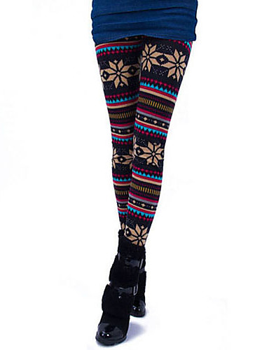 Women's Snowflake Pattern Stripe Legging(Waist:60-90 Length:86cm ...