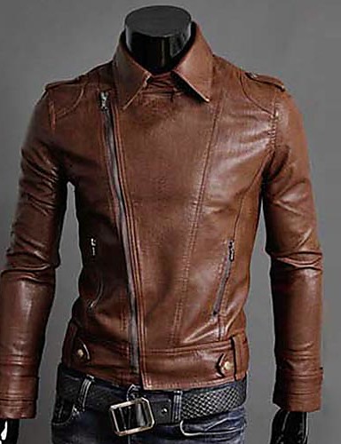 Men's Coats / Jackets Chic & Modern Leather Jacket-Solid Colored 926204 ...