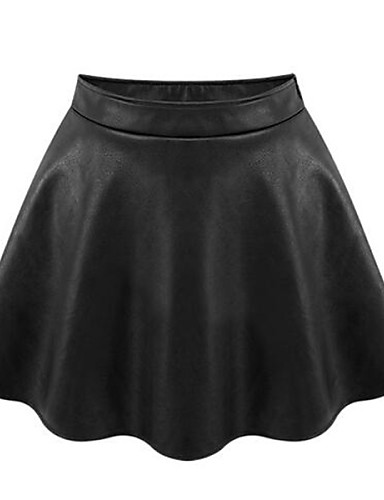 Women's Solid Black / Brown Skirts , Plus Size / Casual / Day Above ...