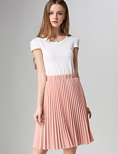 Women's A Line Skirts - Solid Colored Pleated 4876940 2018 – $17.84