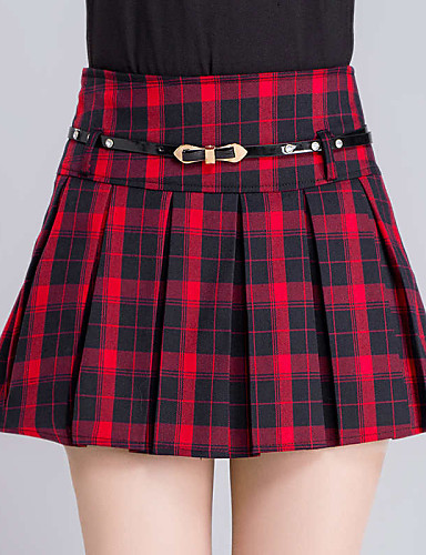 Women's Plaid Blue Red Skirts,Casual Day Simple Above Knee 4894624 2018 ...