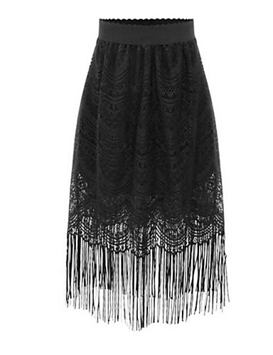 Women's Going out Vintage / Street chic Plus Size A Line Skirts - Solid ...