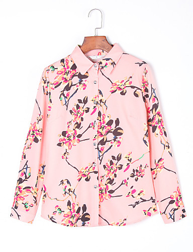 Women's Fashion OL Floral Long Sleeve Chiffon Shirt 4872843 2018 – $17.84