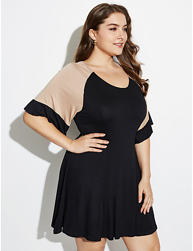 Womens Sexy Casual Plus Sizes Inelastic Short Sleeve Above Knee Dress