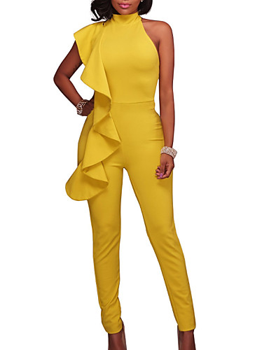Women's Black Yellow Royal Blue Jumpsuit, Solid Colored M L XL 7249529 ...