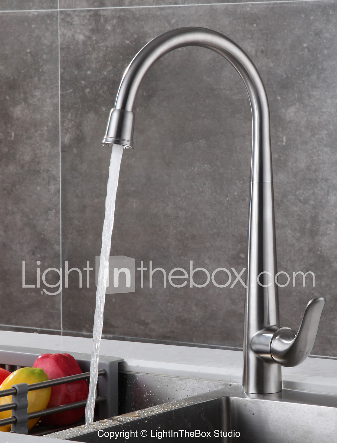 Kitchen Faucet Single Handle One Hole Brushed Steel Standard Spout